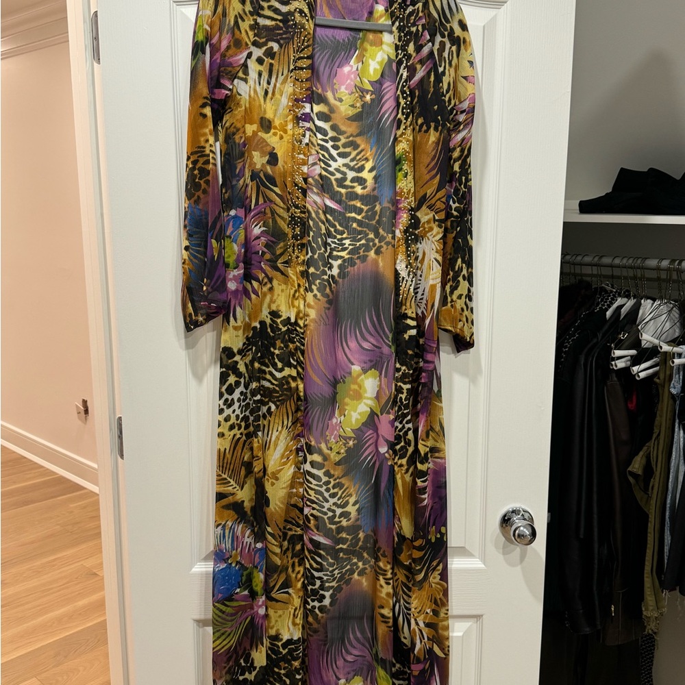 Elegant Multicolor Animal Print Maxi Dress